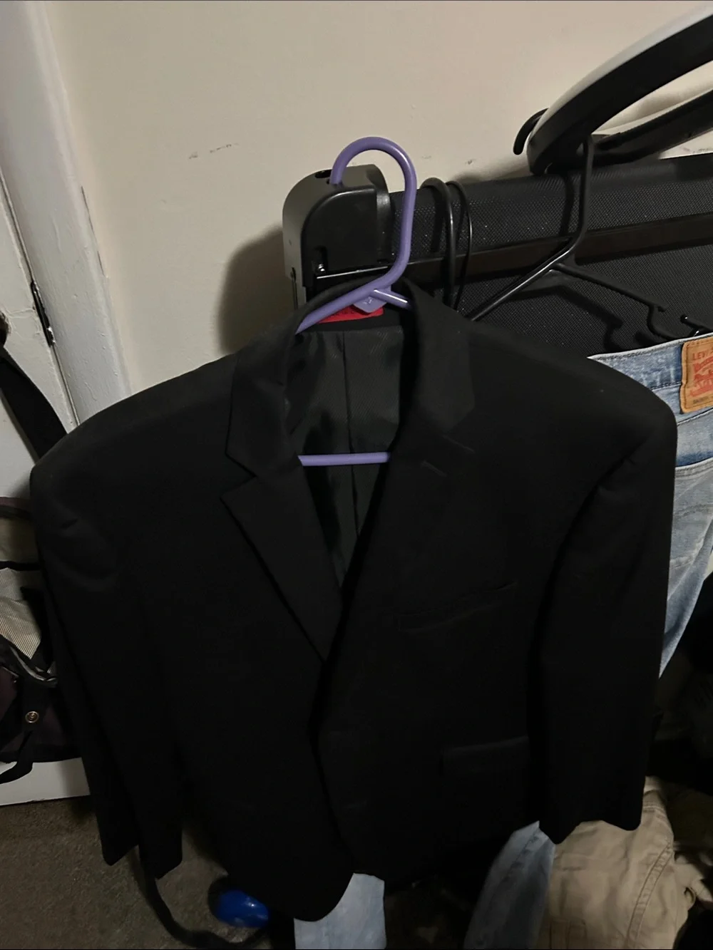 Men’s business custom fit suit alfani coat black size large NWOT 2 buttons